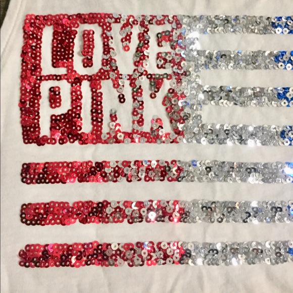 ❤️SOLD on Ⓜ️PINK Victoria’s Secret flag sequin top - Picture 7 of 8